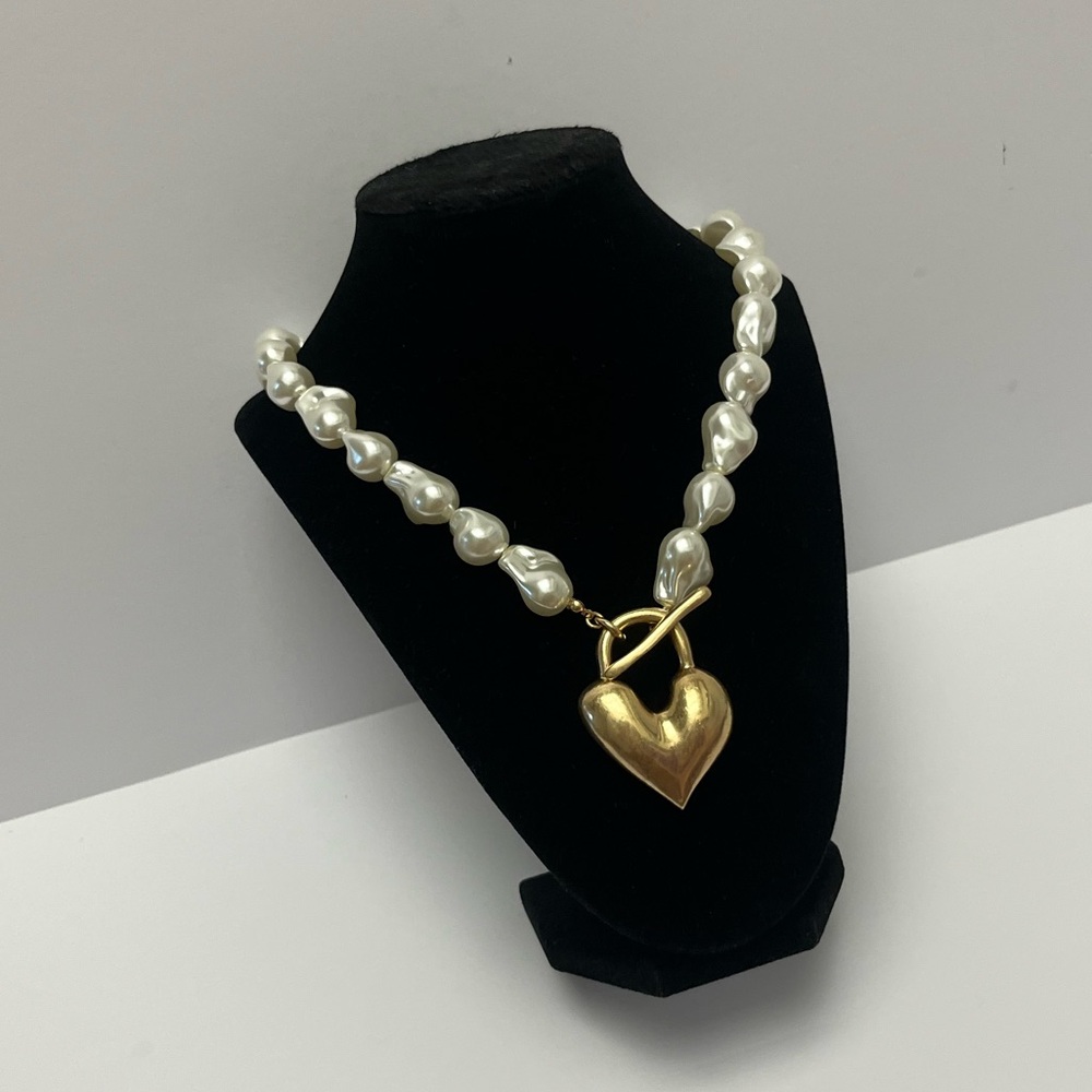 Piper Gold and White Heart Necklace - Picture 5 of 15